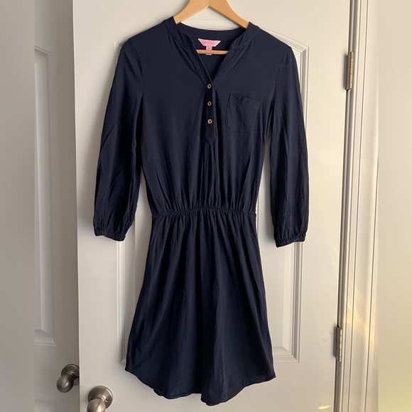 Lilly Pulitzer Dresses & Skirts - Lilly Pulitzer Midnight Blue Button-Up Dress